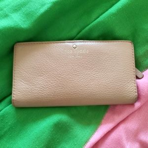 Kate Spade checkbook nude pebble leather wallet